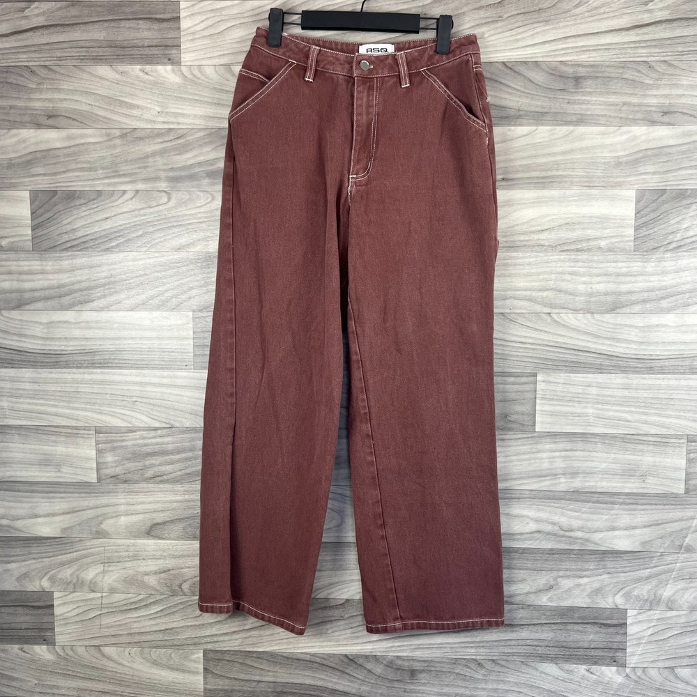 RSQ Jeans Women's Medium Reddish Brown‎ High-Rise Casual Wide-Leg Skater Grunge